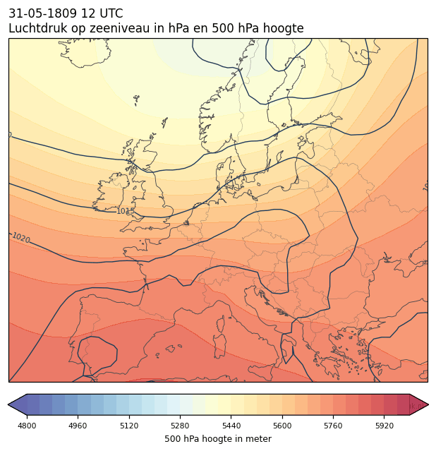 Weerkaart van 31 mei 1809 om 12 UTC