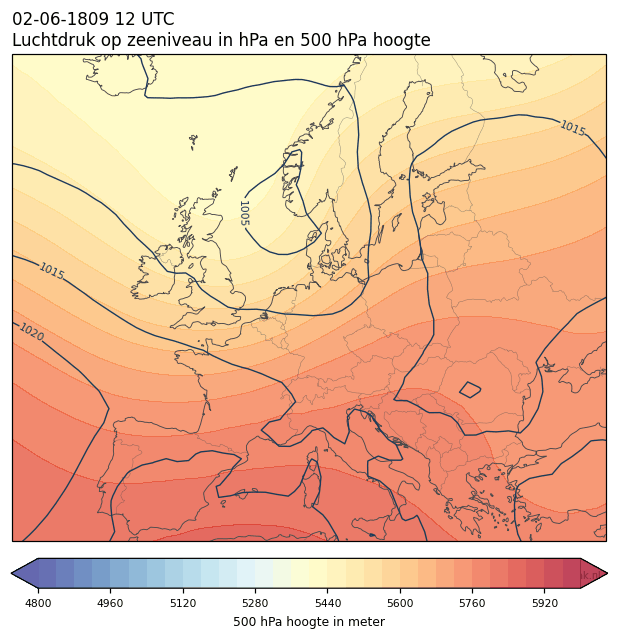 Weerkaart van 2 juni 1809 om 12 UTC