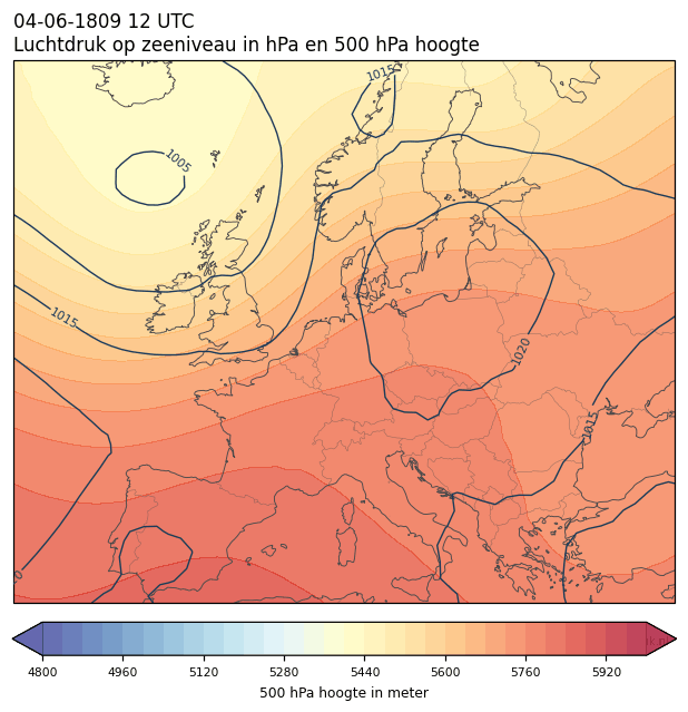 Weerkaart van 4 juni 1809 om 12 UTC