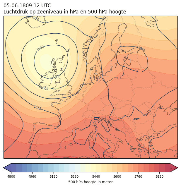 Weerkaart van 5 juni 1809 om 12 UTC