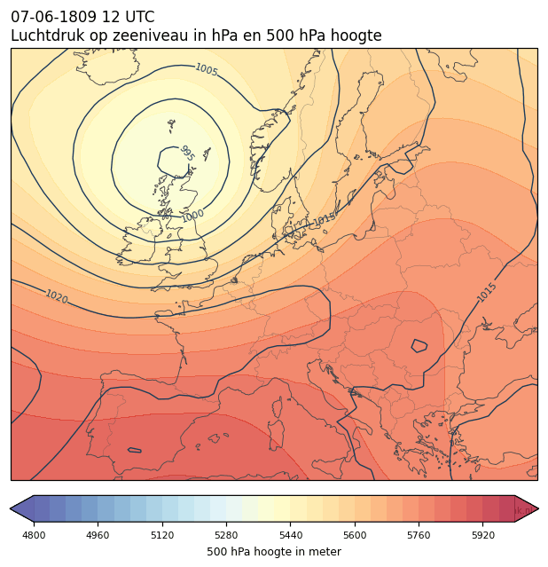 Weerkaart van 7 juni 1809 om 12 UTC