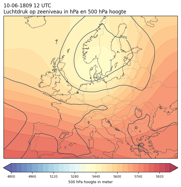 Weerkaart van 10 juni 1809 om 12 UTC