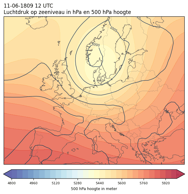 Weerkaart van 11 juni 1809 om 12 UTC