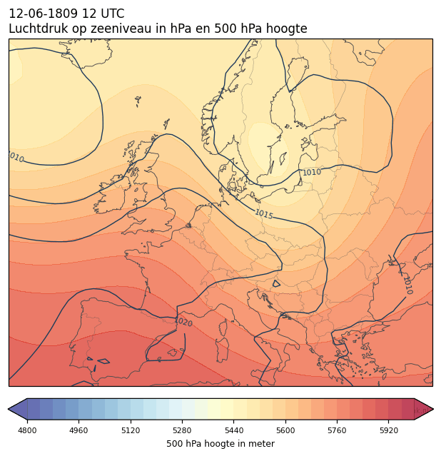Weerkaart van 12 juni 1809 om 12 UTC