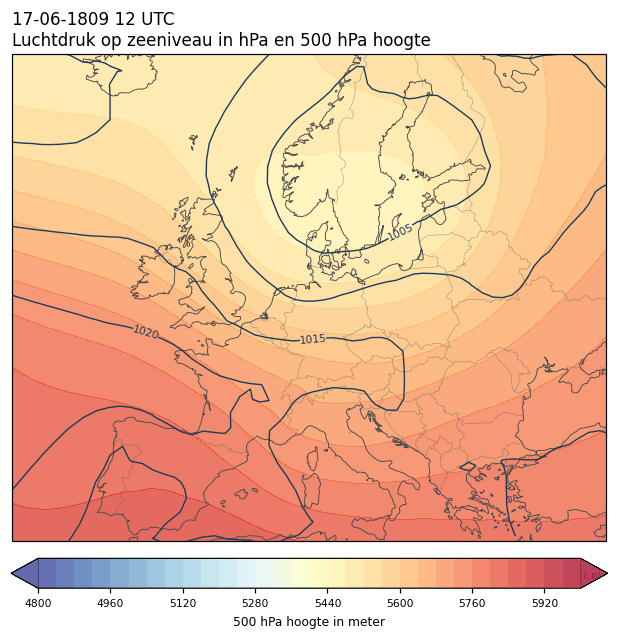 Weerkaart van 17 juni 1809 om 12 UTC