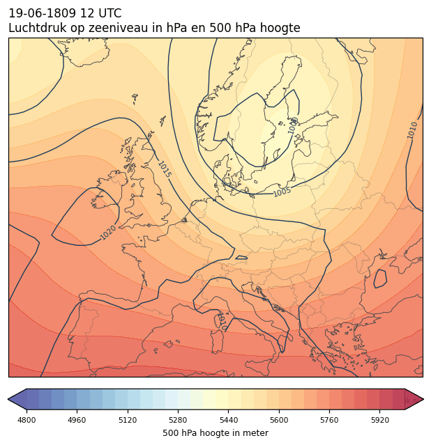 Weerkaart van 19 juni 1809 om 12 UTC