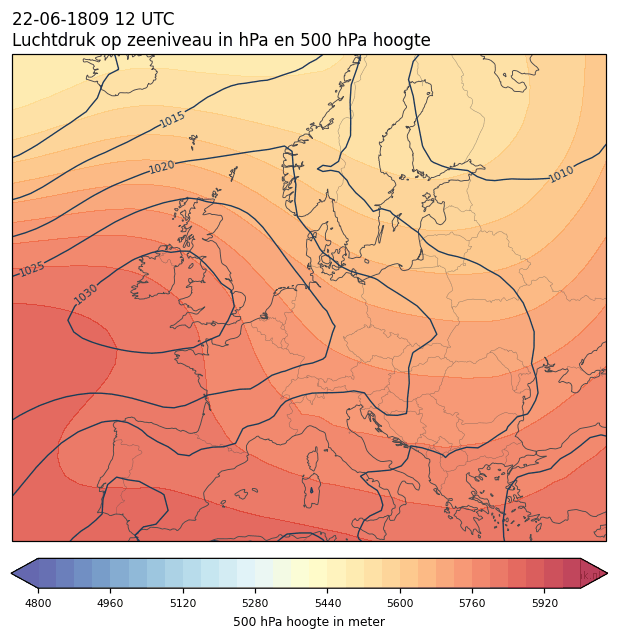 Weerkaart van 22 juni 1809 om 12 UTC
