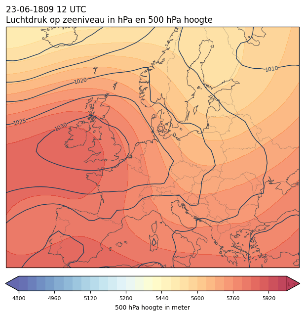 Weerkaart van 23 juni 1809 om 12 UTC