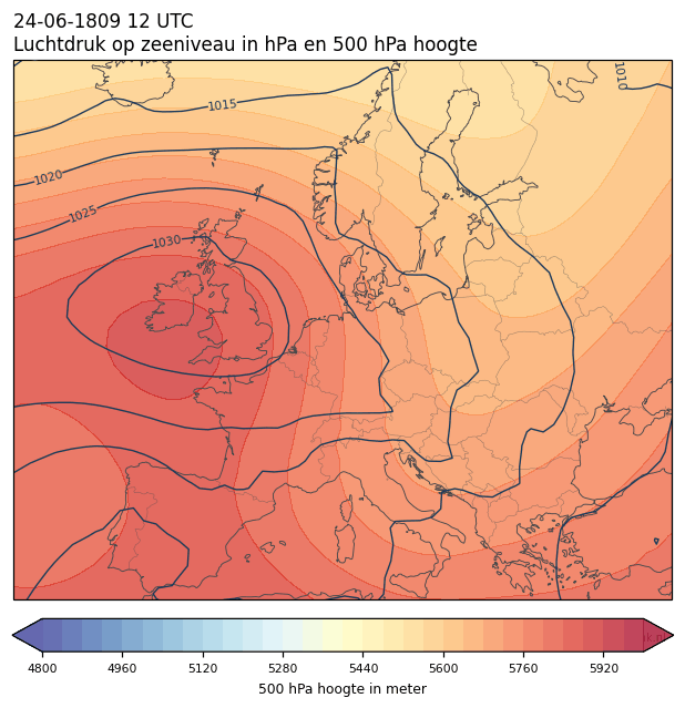 Weerkaart van 24 juni 1809 om 12 UTC