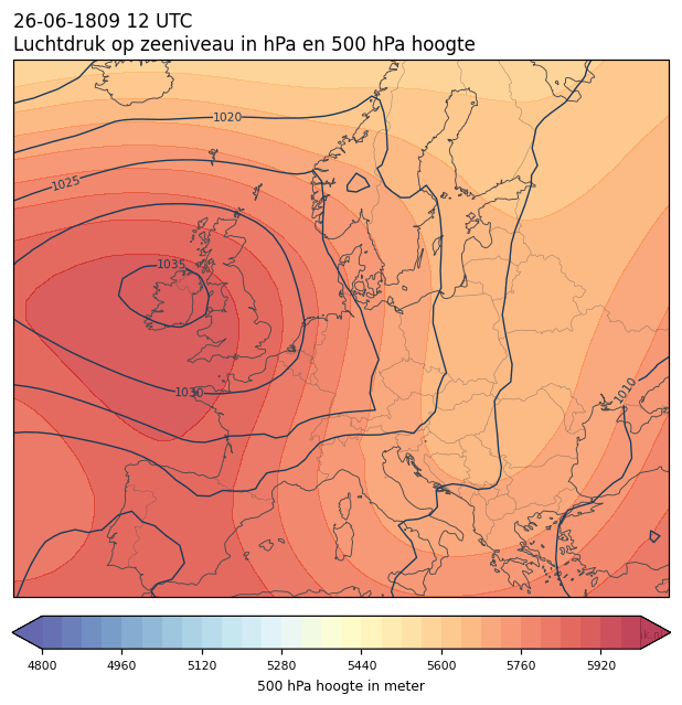 Weerkaart van 26 juni 1809 om 12 UTC
