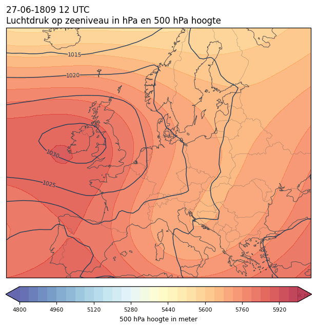 Weerkaart van 27 juni 1809 om 12 UTC