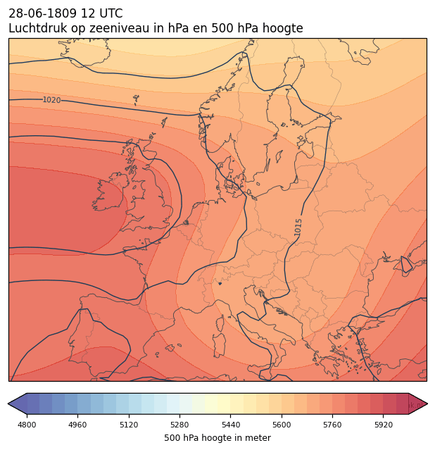 Weerkaart van 28 juni 1809 om 12 UTC