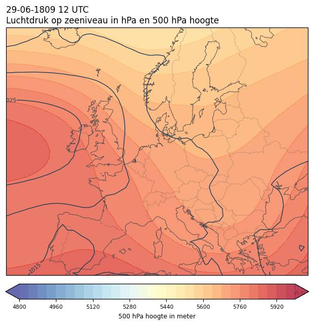 Weerkaart van 29 juni 1809 om 12 UTC