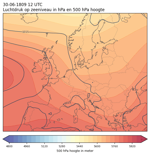Weerkaart van 30 juni 1809 om 12 UTC