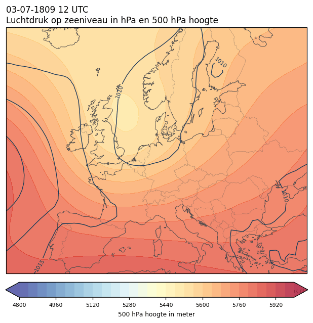 Weerkaart van 3 juli 1809 om 12 UTC
