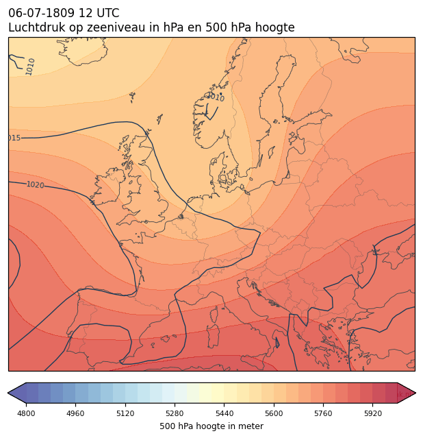 Weerkaart van 6 juli 1809 om 12 UTC