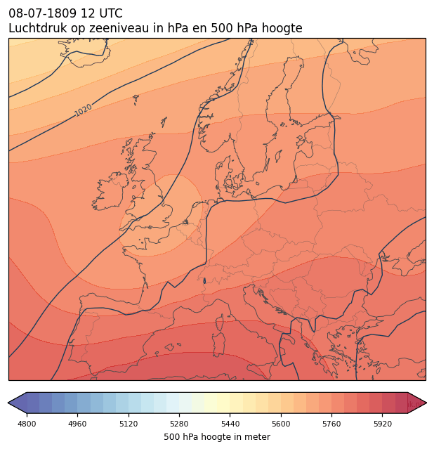 Weerkaart van 8 juli 1809 om 12 UTC