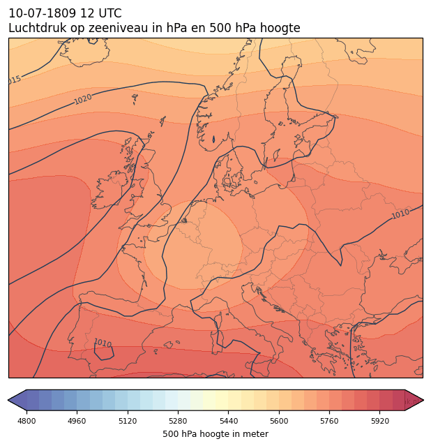 Weerkaart van 10 juli 1809 om 12 UTC