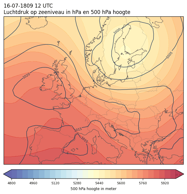 Weerkaart van 16 juli 1809 om 12 UTC