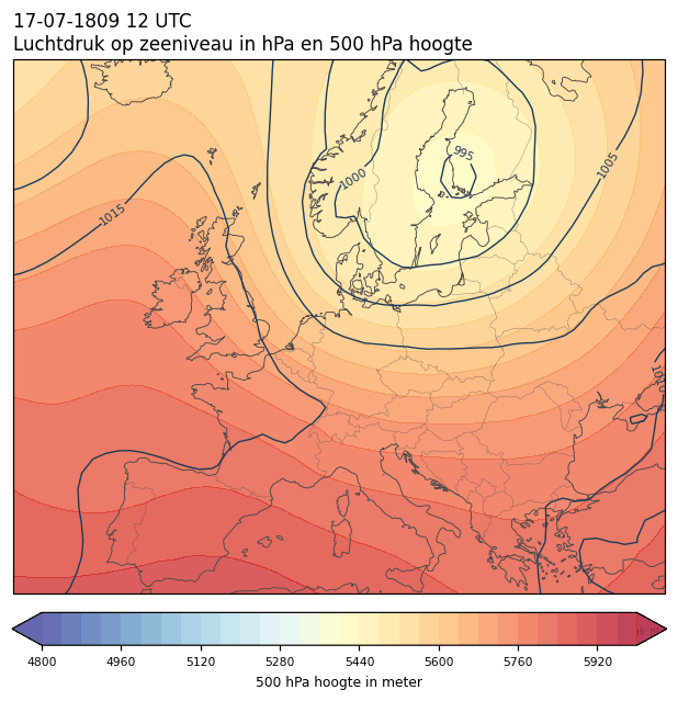Weerkaart van 17 juli 1809 om 12 UTC