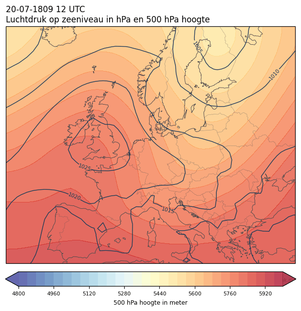 Weerkaart van 20 juli 1809 om 12 UTC