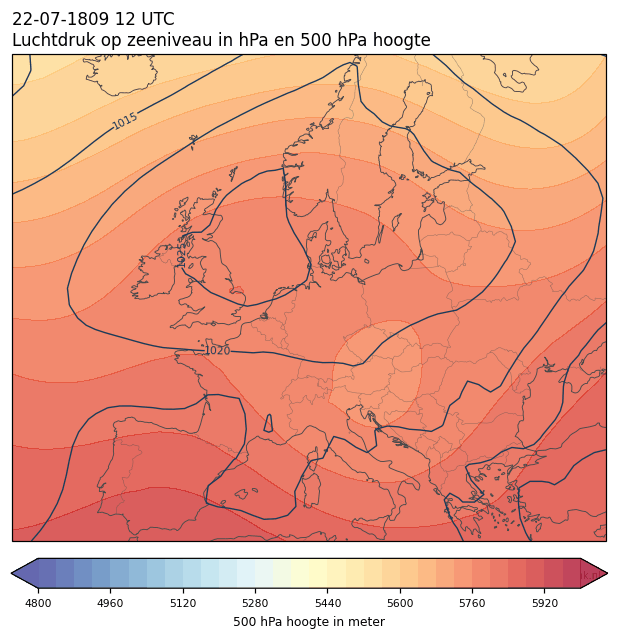 Weerkaart van 22 juli 1809 om 12 UTC