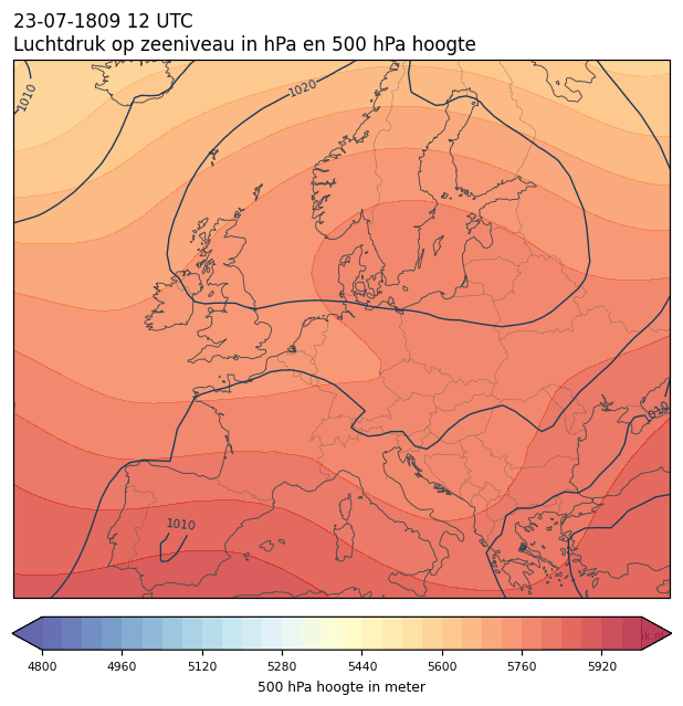 Weerkaart van 23 juli 1809 om 12 UTC