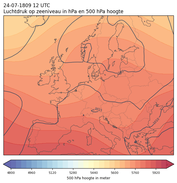 Weerkaart van 24 juli 1809 om 12 UTC