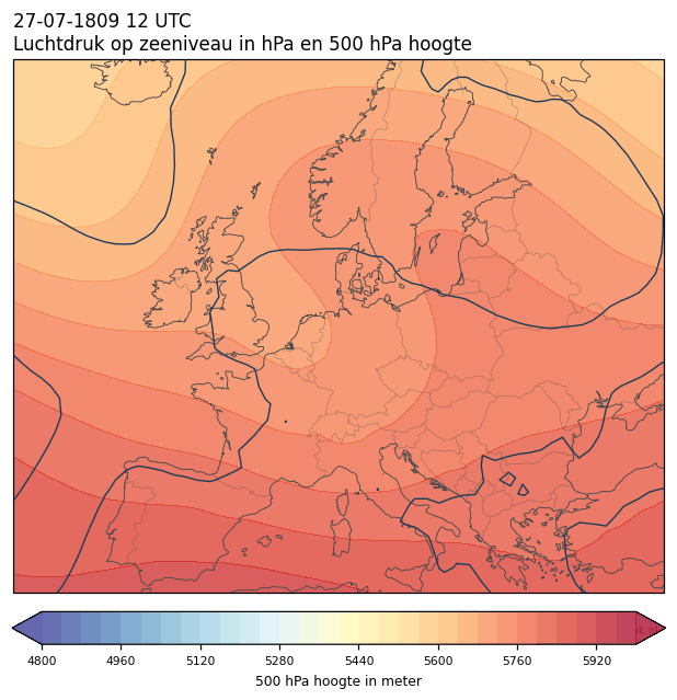 Weerkaart van 27 juli 1809 om 12 UTC