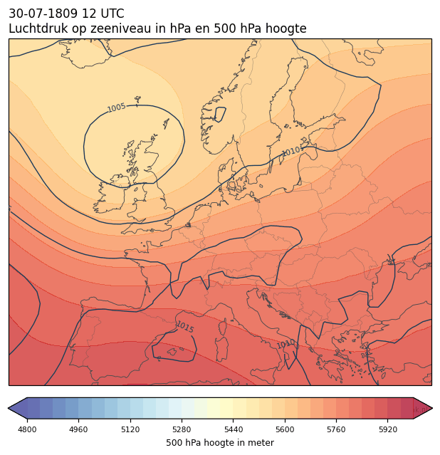 Weerkaart van 30 juli 1809 om 12 UTC