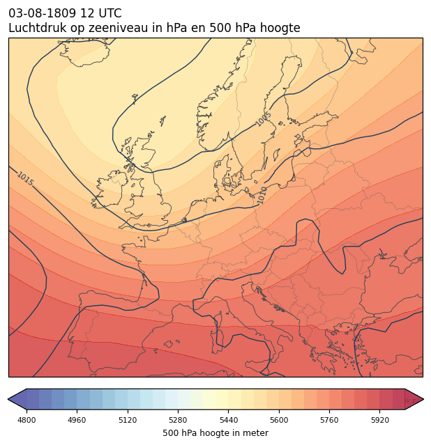 Weerkaart van 3 augustus 1809 om 12 UTC