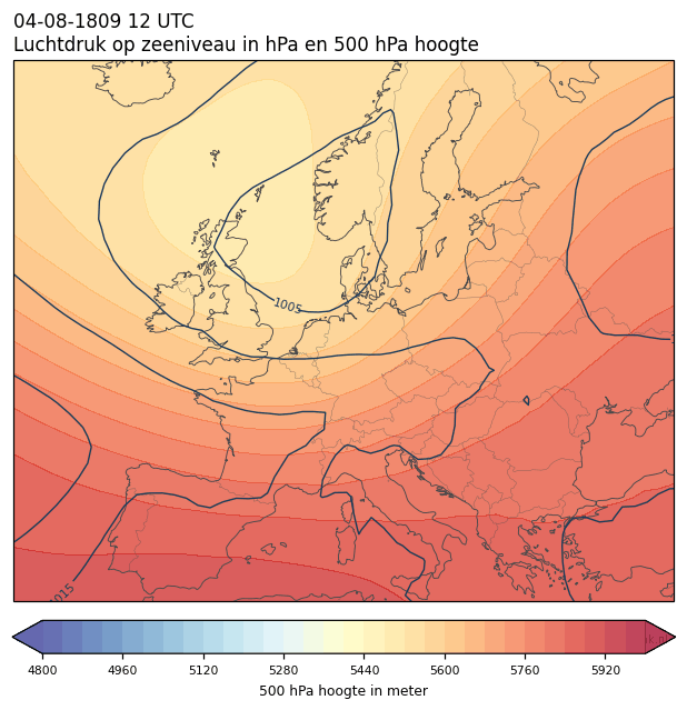 Weerkaart van 4 augustus 1809 om 12 UTC