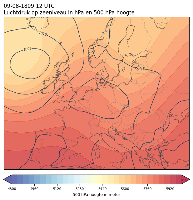 Weerkaart van 9 augustus 1809 om 12 UTC