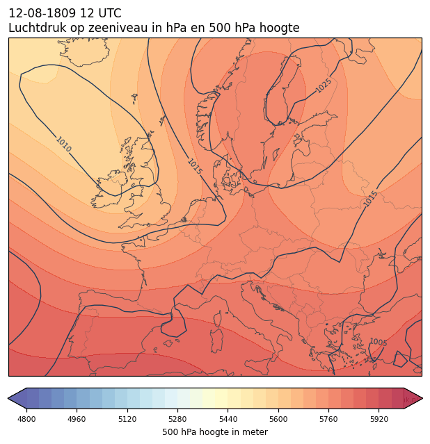 Weerkaart van 12 augustus 1809 om 12 UTC