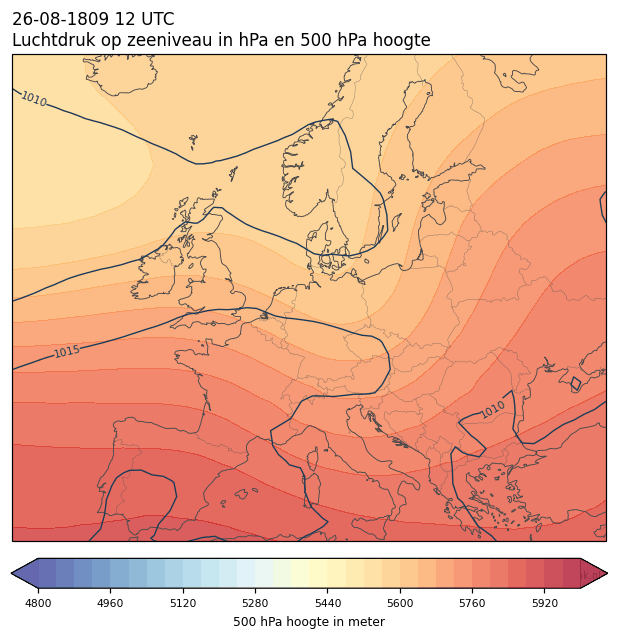 Weerkaart van 26 augustus 1809 om 12 UTC