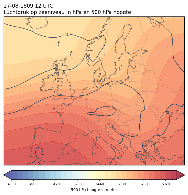 Weerkaart van 27 augustus 1809 om 12 UTC