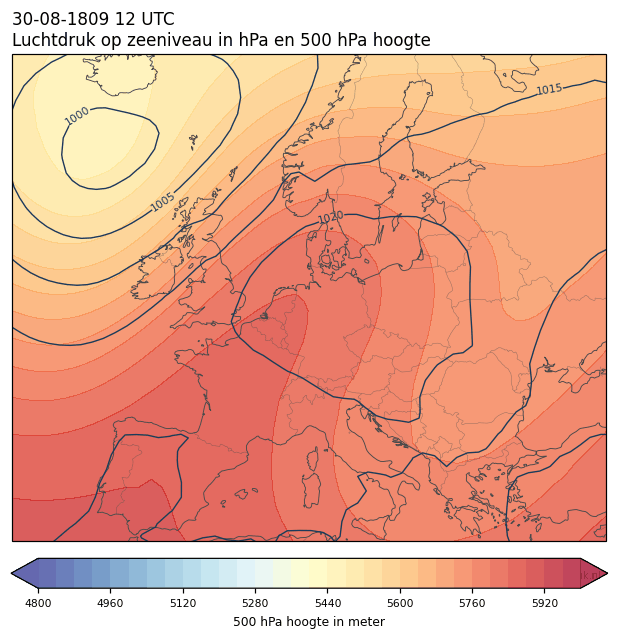 Weerkaart van 30 augustus 1809 om 12 UTC