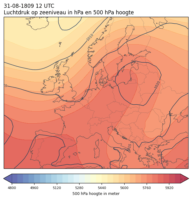 Weerkaart van 31 augustus 1809 om 12 UTC