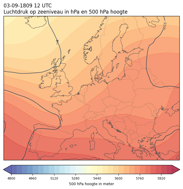 Weerkaart van 3 september 1809 om 12 UTC