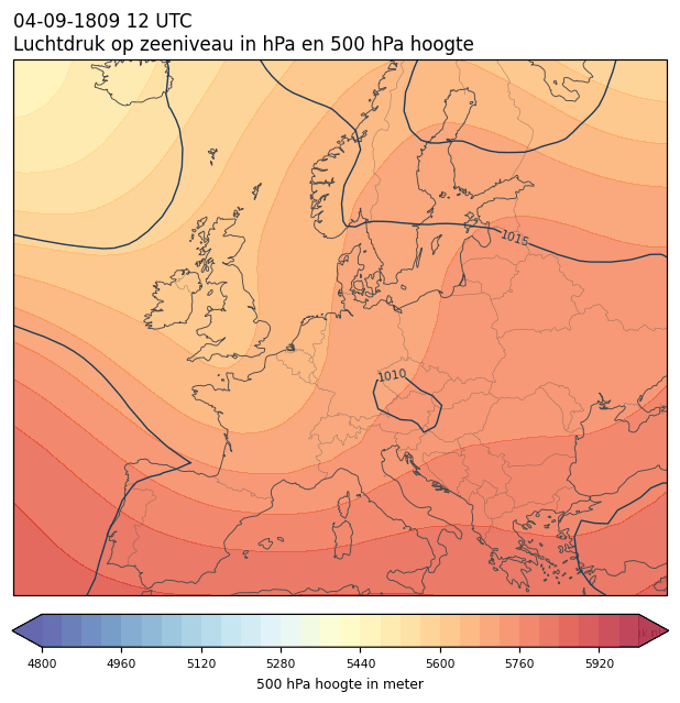 Weerkaart van 4 september 1809 om 12 UTC
