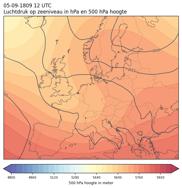 Weerkaart van 5 september 1809 om 12 UTC
