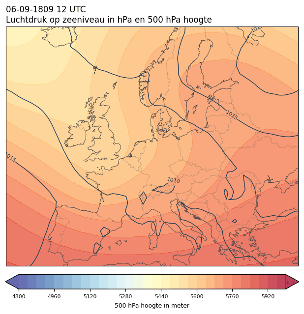 Weerkaart van 6 september 1809 om 12 UTC