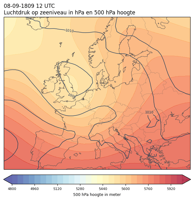 Weerkaart van 8 september 1809 om 12 UTC