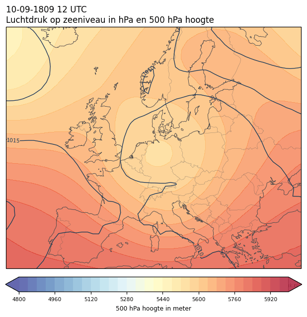 Weerkaart van 10 september 1809 om 12 UTC