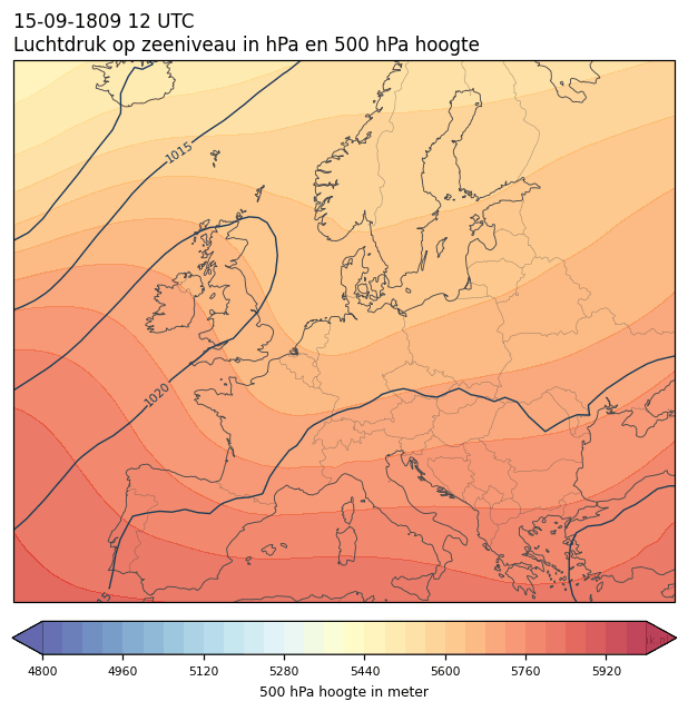 Weerkaart van 15 september 1809 om 12 UTC
