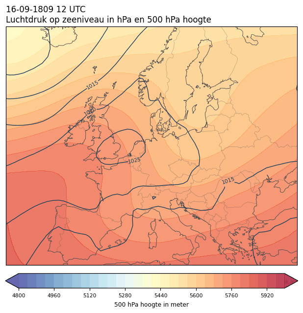Weerkaart van 16 september 1809 om 12 UTC