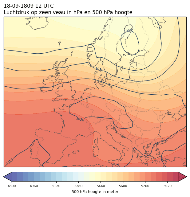 Weerkaart van 18 september 1809 om 12 UTC