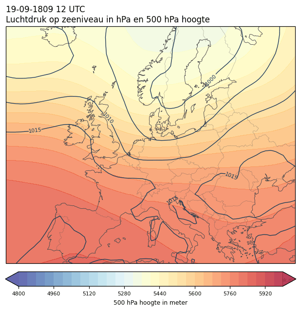 Weerkaart van 19 september 1809 om 12 UTC