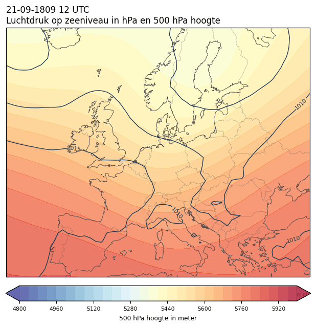 Weerkaart van 21 september 1809 om 12 UTC