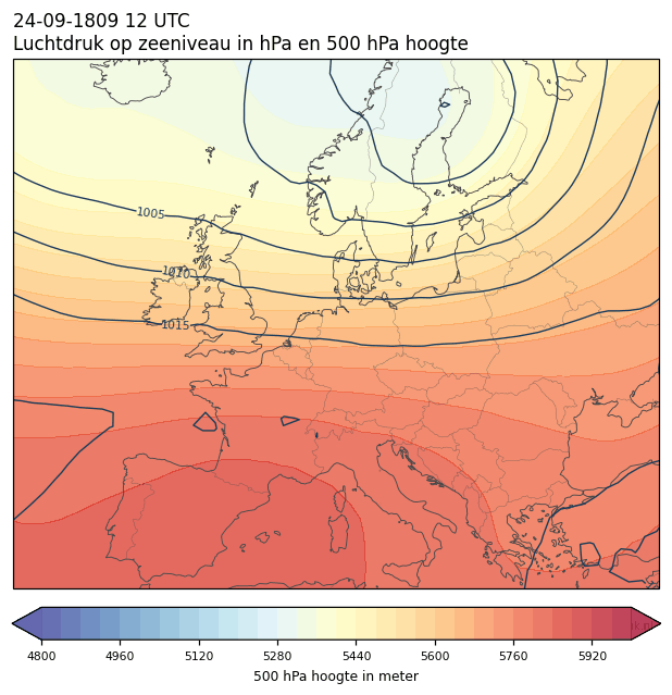 Weerkaart van 24 september 1809 om 12 UTC